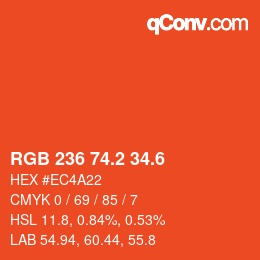 カラーコード: RGB 236 74.2 34.6 | qconv.com