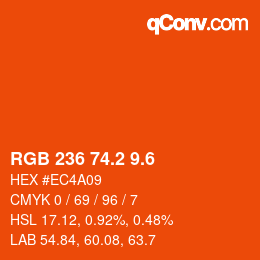 カラーコード: RGB 236 74.2 9.6 | qconv.com