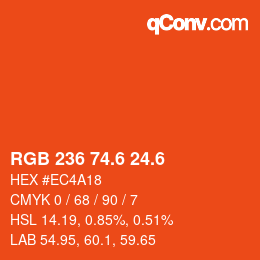 カラーコード: RGB 236 74.6 24.6 | qconv.com