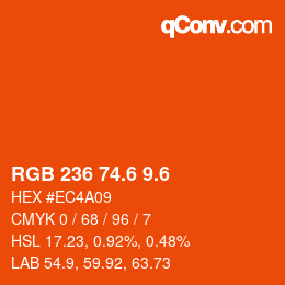 カラーコード: RGB 236 74.6 9.6 | qconv.com