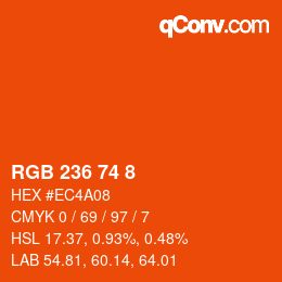 カラーコード: RGB 236 74 8 | qconv.com