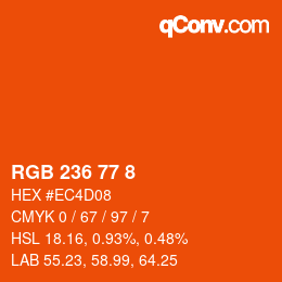カラーコード: RGB 236 77 8 | qconv.com