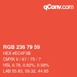 Color code: RGB 236 79 59 | qconv.com