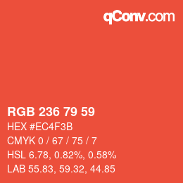 Color code: RGB 236 79 59 | qconv.com