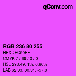 Color code: RGB 236 80 255 | qconv.com