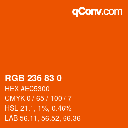 颜色代码: RGB 236 83 0 | qconv.com