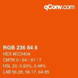 カラーコード: RGB 236 84 8 | qconv.com