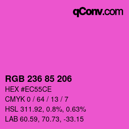カラーコード: RGB 236 85 206 | qconv.com