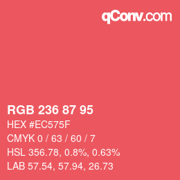 Color code: RGB 236 87 95 | qconv.com