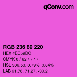 カラーコード: RGB 236 89 220 | qconv.com