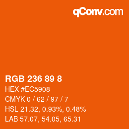 Color code: RGB 236 89 8 | qconv.com