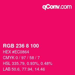 Color code: RGB 236 8 100 | qconv.com