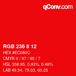 Color code: RGB 236 8 12 | qconv.com