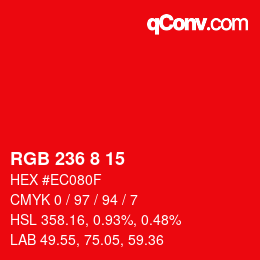 Color code: RGB 236 8 15 | qconv.com