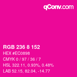 Color code: RGB 236 8 152 | qconv.com