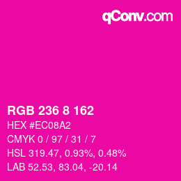 Código de color: RGB 236 8 162 | qconv.com
