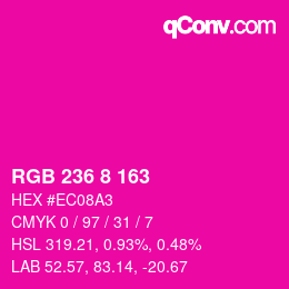 Color code: RGB 236 8 163 | qconv.com