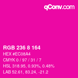 Color code: RGB 236 8 164 | qconv.com