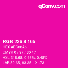 Color code: RGB 236 8 165 | qconv.com