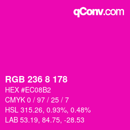 Color code: RGB 236 8 178 | qconv.com