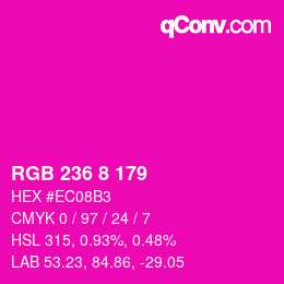 Color code: RGB 236 8 179 | qconv.com