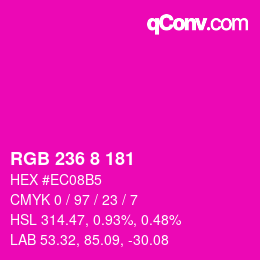 Color code: RGB 236 8 181 | qconv.com