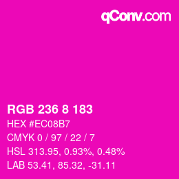 Color code: RGB 236 8 183 | qconv.com