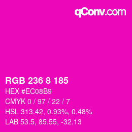 Color code: RGB 236 8 185 | qconv.com