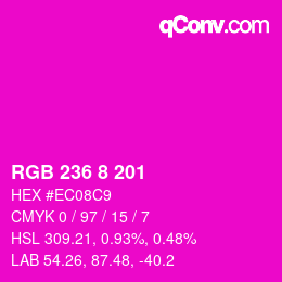 Color code: RGB 236 8 201 | qconv.com