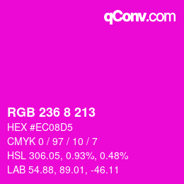 カラーコード: RGB 236 8 213 | qconv.com