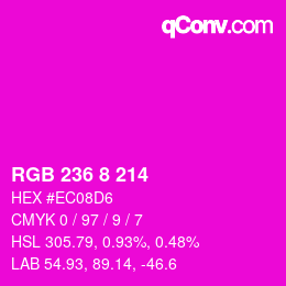 Color code: RGB 236 8 214 | qconv.com