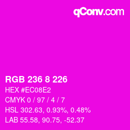 カラーコード: RGB 236 8 226 | qconv.com