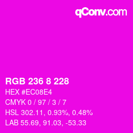 カラーコード: RGB 236 8 228 | qconv.com