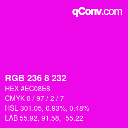 カラーコード: RGB 236 8 232 | qconv.com