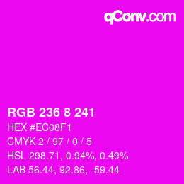 Color code: RGB 236 8 241 | qconv.com