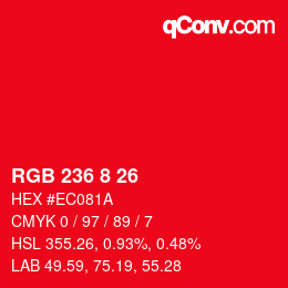Color code: RGB 236 8 26 | qconv.com