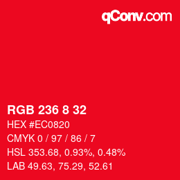Color code: RGB 236 8 32 | qconv.com