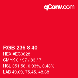 Color code: RGB 236 8 40 | qconv.com