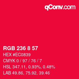 Color code: RGB 236 8 57 | qconv.com