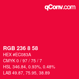 Color code: RGB 236 8 58 | qconv.com