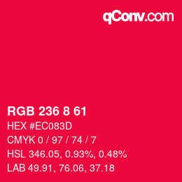 Color code: RGB 236 8 61 | qconv.com