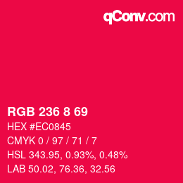 颜色代码: RGB 236 8 69 | qconv.com