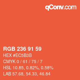 Color code: RGB 236 91 59 | qconv.com