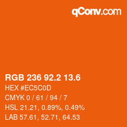 カラーコード: RGB 236 92.2 13.6 | qconv.com