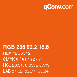 カラーコード: RGB 236 92.2 18.6 | qconv.com
