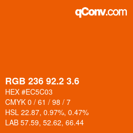 カラーコード: RGB 236 92.2 3.6 | qconv.com