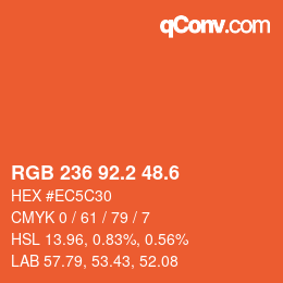カラーコード: RGB 236 92.2 48.6 | qconv.com