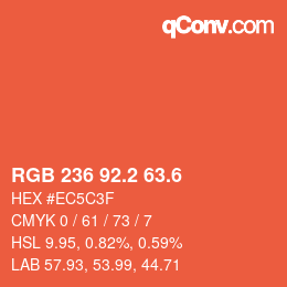 カラーコード: RGB 236 92.2 63.6 | qconv.com