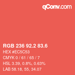 カラーコード: RGB 236 92.2 83.6 | qconv.com