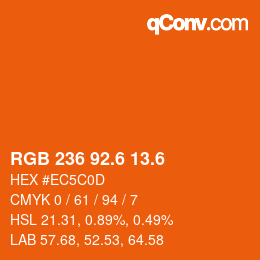 カラーコード: RGB 236 92.6 13.6 | qconv.com